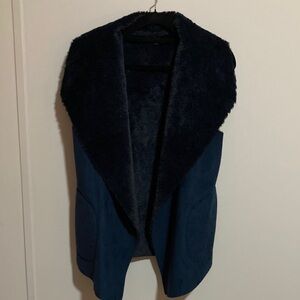 Women's Navy Blue Shearling Vest